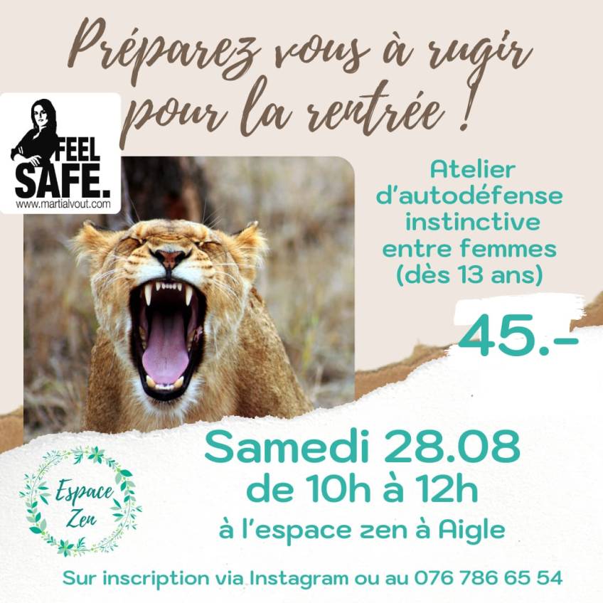 cette photo décrit l'atelier d'autodéfense du samedi 28 août 2021 à Aigle. Pour femmes dès 13 ans.